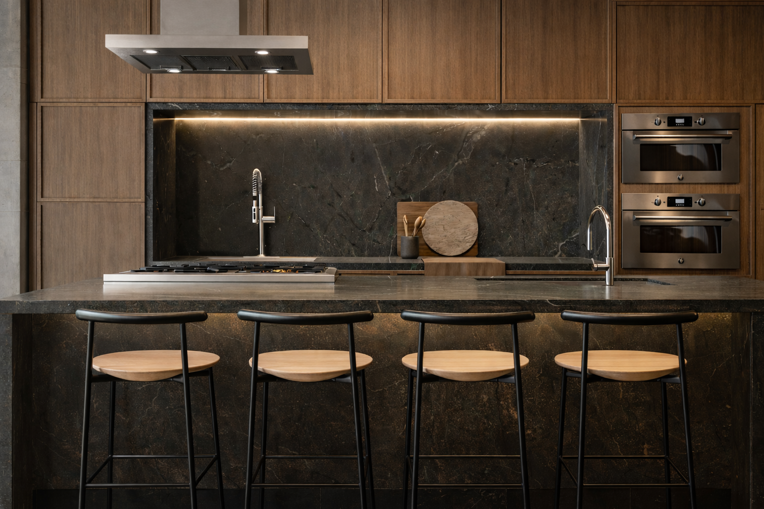 Apartamento TM — Cozinha e ilha central